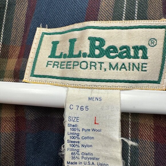 Vintage 80s LL Bean Plaid Lined Wool Bomber Jacket Coat Mens Size Large Red READ - Picture 7 of 16